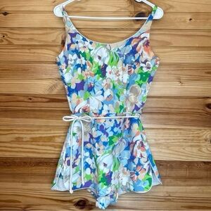 Vintage 1960s John Hanna Floral romper swimsuit playsuit Small/ medium